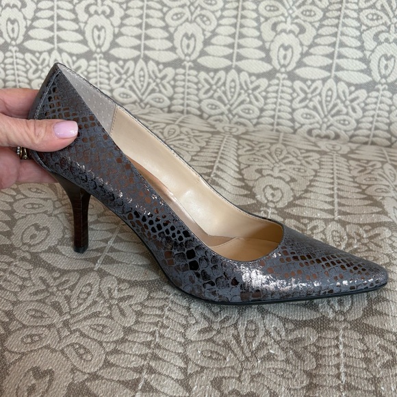 Sexy Calvin Klein heels in blue/copper snakeskin print leather & a touch of foil - Picture 5 of 16